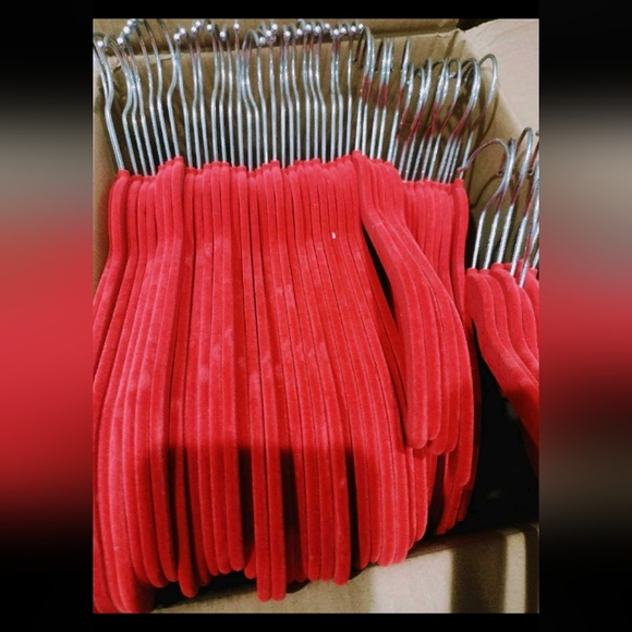 50qty Huggable Hangers name brand hangers. Pants and shirt hangers in red velve. - Picture 2 of 4